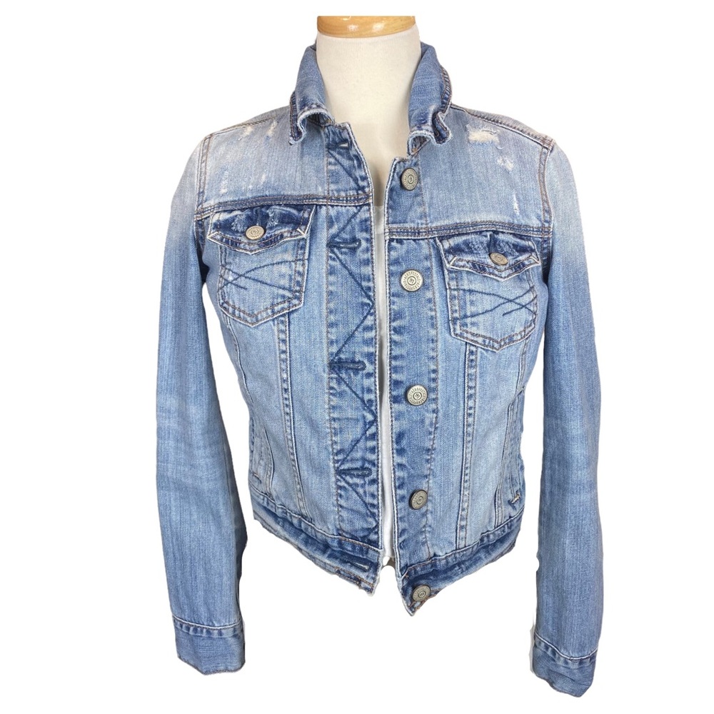 AEROPOSTALE Denim Jean Distressed Button Trucker Style Jacket Size Small